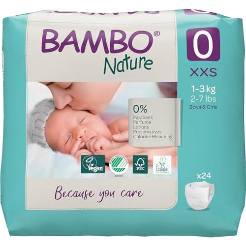 Bambo Nature Baby Windeln Größe 0 (1-3kg) 24 Stück| Premium Diapers mit verbesserter Auslaufsicherheit | Ultimativer Komfort & Freiheit für Neugeborene | Dermatologisch getestete Nappies