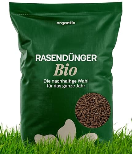 Bio-Rasendünger 5kg, 100% Natürlich & Nachhaltig, fördert dichten, gesunden Rasen, langanhaltende Nährstofffreisetzung, stärkt Wurzelsystem, für intensives Grün, organtic (5kg für 250m²) Bio Öko Vegan