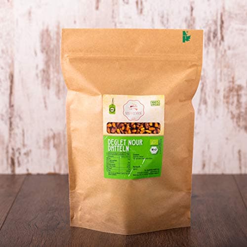 süssundclever.de® | Bio Deglet Nour Datteln | ohne Kern | 1 kg | Premium Qualität | hochwertiges Naturprodukt ohne Zusätze | plastikfrei und ökologisch-nachhaltig abgepackt Bio Öko