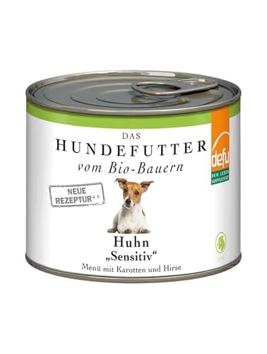 defu Hundefutter | 12 x 200 g | Bio Huhn Sensitiv | Premium Bio Nassfutter Menü | Alleinfuttermittel für Hunde Bio Öko