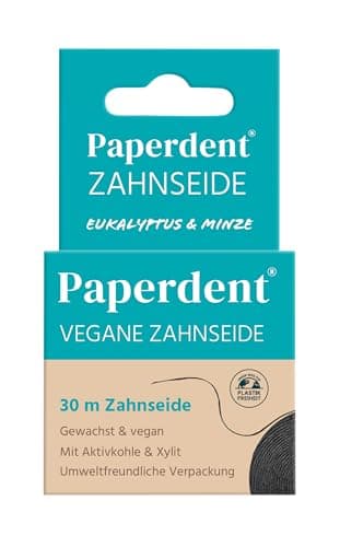 Paperdent Vegane Zahnseide Schwarz | 6er Pack | aufquellend & sanft zur Reinigung | Aktivkohle & Xylit, Eukalyptus-Minze 30 m | entwickelt von Zahnarzt Dr. Louis Bahlmann Öko Vegan