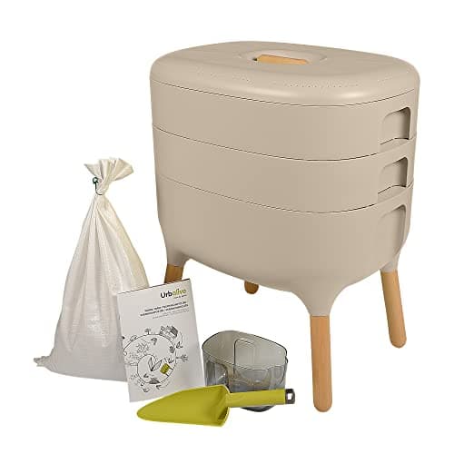 Design-KOMPOSTER - WURMKOMPOSTER - KOMPLETT-Set mit 1000 KOMPOSTWÜRMERN & Zubehör I Jetzt Küchenabfälle kinderleicht in Pflanzen-Dünger umwandeln I Wurmkiste - Wurmfarm für Küche, Balkon und Garten Bio Öko