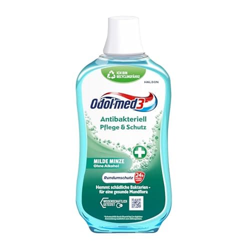 Odol-med3 Mundspülung Antibakteriell Pflege & Schutz, alkoholfreie Mundspülung, hemmt schädliche Bakterien und unterstützt dadurch eine gesunde Mundflora, 500ml