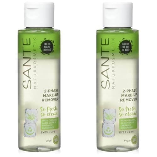 Sante Naturkosmetik 2-Phase Make-up Remover, Entfernt Augen- & Lippen-Make-up, Sanft & beruhigend, Mit Bio-Gurken Extrakt, Entfernt wasserfestes, Vegan, 110ml (Packung mit 2) Bio Vegan