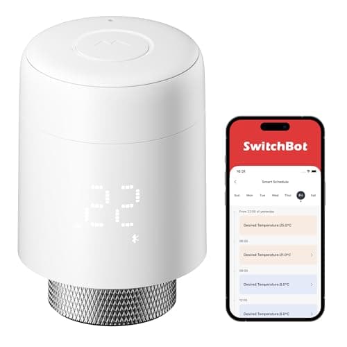 SwitchBot Smart Heizkörperthermostat, Bluetooth-Thermostat mit App-Streuerung&Zeitplanung, Energieseinparung, Einfache Installation, kompatibel mit Alexa, Apple Home&Google Home (Hub Erforderlich)