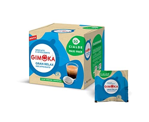Gimoka Kompostierbare Kaffeepads, Gran Relax Entkoffeinierte Kaffeemischung, Intensität 8-50 Pads - Kompatibel mit ESE System Papier Pads 44 mm Bio Öko