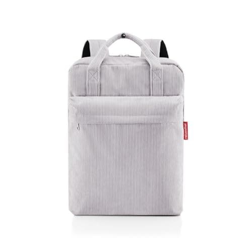 reisenthel allday backpack M cord grey - vielseitiger Rucksack für Alltag, Reisen, Einkaufen oder Arbeit - wasserabweisend, Handgepäck zugelassen Öko
