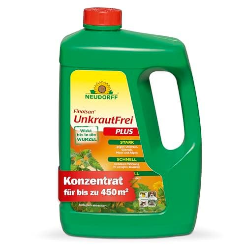 Neudorff Finalsan UnkrautFrei Plus – Kraftvoller, schnell wirkender Unkrautvernichter, der bis in die Wurzel wirkt. Konzentrat für 450 m², 2,5 Liter Bio Öko