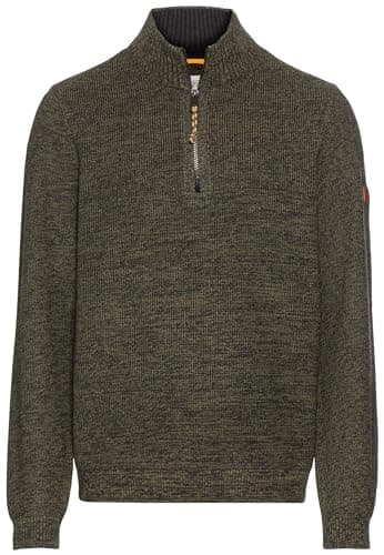 camel active Herren Stricktroyer aus Baumwollmix Dunkelgrün, Menswear-XL Öko
