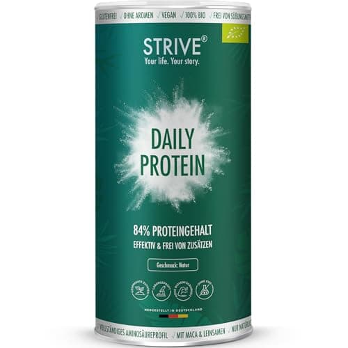 DAILY PROTEIN 100% BIO Vegan | Natur | Effektiv & Frei von Zusätzen | 84% Proteingehalt mit allen essenziellen Aminosäuren | 1000g pflanzliches Bio Eiweiß Pulver aus Erbse Soja Reis Hanf, DE-ÖKO-039 Bio Öko Vegan