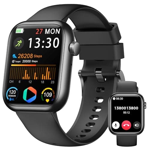 Smartwatch Damen Herren, 1.83" HD Touch Fitness Tracker mit Telefonfunktion/Blutdruckmessung/Pulsuhren/Schlaftracker,Schrittzähler, 120+ Sportmodi, IP68 Wasserdicht Fitnessuhr&Sportuhr für Android iOS Öko