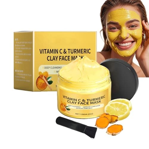 Clay Mask,Tonerde Maske,Kurkuma Vitamin C Tonerde Gesichtsmaske,Tiefenreinigung,Mitesser & Dunkle Flecken,Porenverfeinernd,öLkontrollierend,Hautbild Ausgleichend,Blackhead Remover Mask 100ml Öko