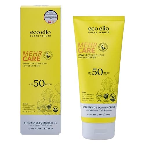 Eco Elio LSF 50 Sonnencreme "Mehr Care" - Sunscreen Face und Körper I Ohne Octocrylene und Mikroplastik I Parfümfrei, 200ml Öko