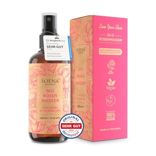 100% BIO ROSENWASSER | Natürliches Gesichtswasser - Beruhigt & Verfeinert Poren | Gesichtsreinigung ohne Alkohol | Für Gesicht Körper & Haare | 100% REIN - Damascena Rosen - Made in Germany Bio Öko