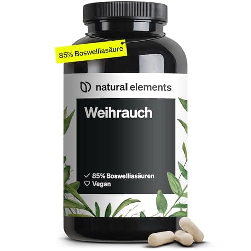 natural elements Weihrauch Kapseln – 1176mg Extrakt aus indischem Weihrauch – 85% Boswelliasäuren – hochdosiert & vegan – Vorrat für 5 Monate – in Deutschland produziert & laborgeprüft Öko Vegan