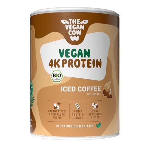 THE VEGAN COW Vegan 4K Protein - Iced Coffee | Bio-Proteinpulver | 21g Protein pro Portion | 300g | ohne Süßungsmittel | 100% natürliche Zutaten | ohne Allergene Bio Öko Vegan