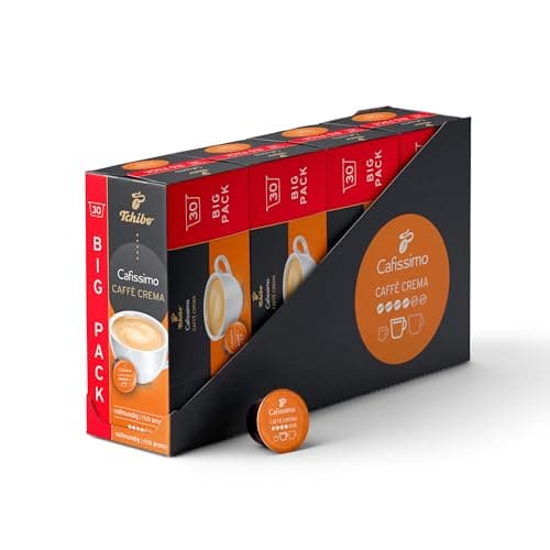 Tchibo Cafissimo Vorratsbox Caffè Crema vollmundig Kaffeekapseln, 120 Stück – 4x 30 Kapseln (Kaffee, ausgewogen und vollmundig), nachhaltig & fair gehandelt