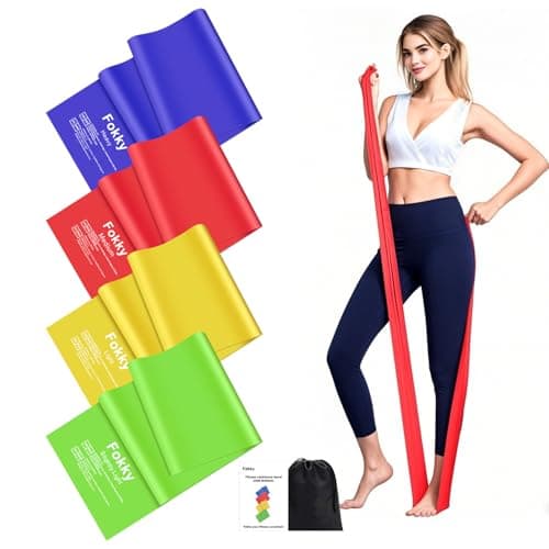 Fokky Fitnessbänder 4er-Set, Resistance Bands 2M Fitnessband, Gymnastikband mit 4 Stufen, Widerstandsbänder Fitnessbänder Gummiband für Muskelaufbau, Yoga, Pilates für Männer und Frauen Öko