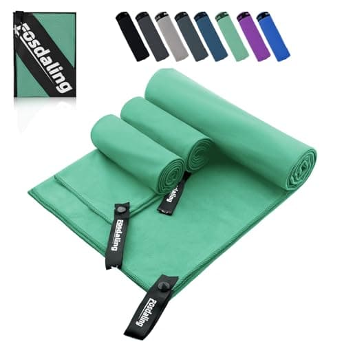 Mikrofaser Handtuch 3er Set - Groß 200*100cm & 2 Klein 80×40cm, Schnelltrocknend Microfaser Sporthandtuch, für Reisehandtuch, Badetuch, Fitness & Sport Handtücher und Strandtuch (Grasgrün) Öko
