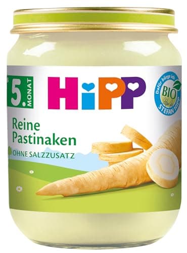 HiPP Bio Reine Pastinaken (6 x 125g), für Babys ab 5. Monat, ohne Salzzusatz, das Gemüse-Gläschen ideal zum Beikoststart, in bester Bio-Qualität Bio