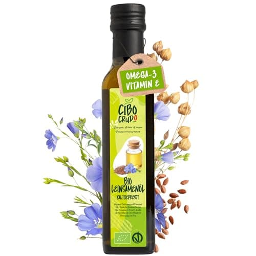 Leinöl Bio Kaltgepresst und Rein - 250ml. Leinsamenöl Bio Reich an Ungesättigte Omega 3 Fettsäuren Antioxidantien und Kalzium. Organic Flaxseed Oil. Bio Öko
