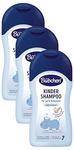Bübchen Kinder Shampoo, 400 ml – milde Haarwäsche für Babys und Kinder ohne Tränen, Babyshampoo für leicht kämmbares Haar, ohne Silikone (Packung mit 3) Öko Vegan
