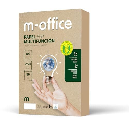 Recyclingpapier, DIN A4, 80 g, Papier für Kopierer und Drucker, 1 Packung mit 250 Blatt A4, 100% Recyclingpapier, m-office (250 Blatt) Bio Öko