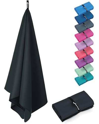 Fit-Flip Microfaser Handtücher - kompakt und leicht - Mikrofaser Handtuch schnelltrocknend - als Reisehandtuch, Sporthandtuch, Strandtuch - Badetuch groß (1x 50x30cm, Onyx Black)