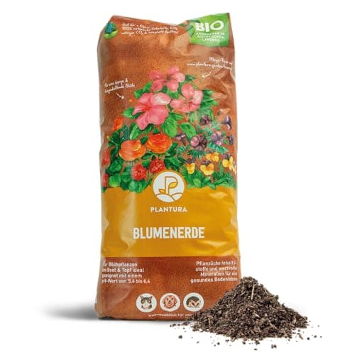 Plantura Bio-Blumenerde, torffrei & vegan, Bio Erde mit Dünger für alle Garten- & Balkonpflanzen, drinnen & draußen, 12,5 L Bio Öko Vegan