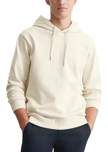 Marc O'Polo Herren Hoodie aus Bio-Baumwolle mit Kapuze, Cremefarben (Off-White Mélange), S Bio Öko