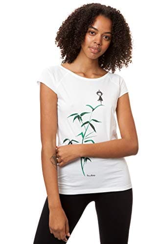 FellHerz Yogamädchen weiß - M - süßes Damen T-Shirt aus 100% Bio-Baumwolle Organic Cotton fair nachhaltig alternativ Bambus Pflanze Baum Mädchen Fee Sport Bio Öko