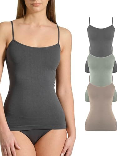 Risalti Spaghetti Top Damen Schmale Schultern Eco Friendly 3 Stück - Unterhemden Damen Nahtlos, Basic Tops Aus Yees Green Mikrofaser, Tanktop Nachhaltig Und Bequem – Made In Italy Öko