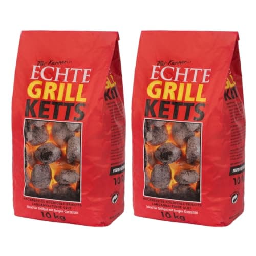 Premium Grillketts Holzkohlewerk Lüneburg - Holzkohlebriketts Grillbriketts, Holzkohle, Grillkohle, Kokos Kohle, Briketts - für Holzkohle-Grill, Smoker, Dutch Oven (20, Kilogramm)