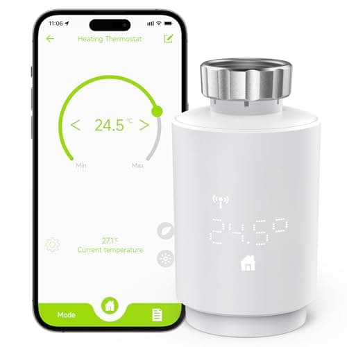 Maxcio Smartes Heizkörperthermostat Benötigt Zigbee Hub, Thermostat Heizung Kompatibel mit Alexa und Google Assistant, Smart Life/Tuya, Programmierbar, Automation, für Max. Energiesparen Öko