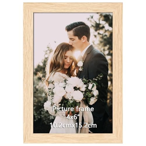 Giftgarden Natur Bilderrahmen 10x15 cm, Holzfarbener Fotorahmen für 15x10 Foto und Bilder, Glattes Schlankes Design, Wand- oder Tischaufsteller - Einzel