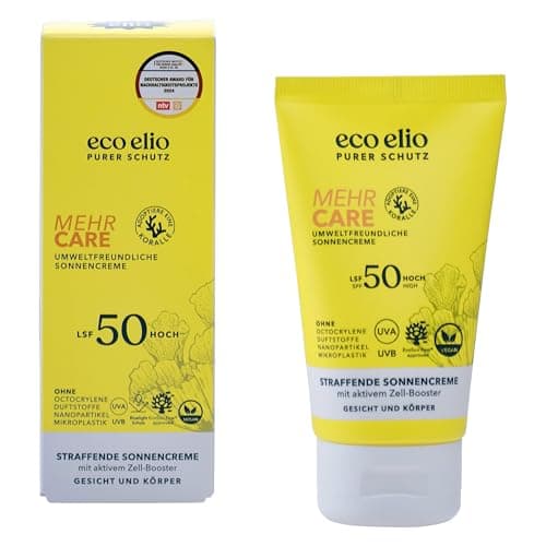 Eco Elio LSF 50 Nachhaltige Sonnencreme 75ml "Mehr Care" - Ohne Octocrylene und Mikroplastik, Sunscreen Face für Gesicht und Körper, Parfümfrei Öko