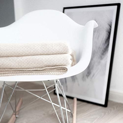 RIEMA® Flauschige Wolldecke Emma | Kuscheldecke aus 100% Bio-Baumwolle (KBA) Made in Germany | beige Decke für Erwachsene | Größe: 150x200cm Bio Öko