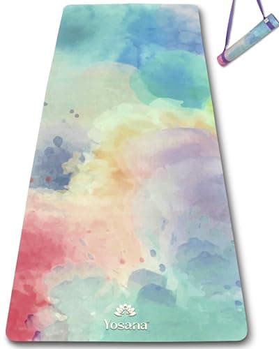 Yosana Yogamatte aus Naturkautschuk - rutschfest, Nachhaltige Yoga Matte mit Mikrofaseroberfläche zur raschen Aufnahme von Schweiß – Maschinenwaschbare Sportmatte - 183 x 68 cm Öko Vegan