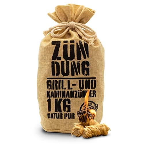ZÜNDUNG Grill- und Kaminanzünder 1 kg Holzwolle Wachs, 100% nachhaltige Bio Grillanzünder Holzwolle, Feueranzünder, Holzanzünder (Grill-, Kamin- & Ofenanzünder) Bio Öko
