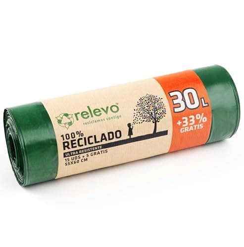 Relevo 20 Stück Müllbeutel 30 L - 100% Recycelt Mülltüten Bio Öko