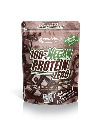 IronMaxx 100% Vegan Protein Zero - Creamy Chocolate 500g | Veganes Eiweißpulver ohne Zucker | Low Carb Protein Shake, High Protein, laktosefrei, geeignet für Muskelaufbau & Diät Vegan