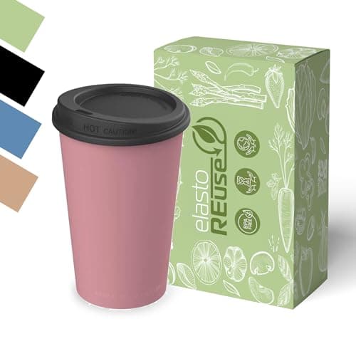 ElastoREuse – Kaffeebecher 250ml Wiederverwendbar für Heißgetränke – Mehrweg Coffee to Go Becher Nachhaltig & Spülmaschinenfest – Kleiner Kunststoff Mehrwegbecher (Rot)