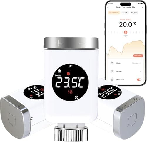 SALCAR Smart Home Heizkörperthermostat TRV801W 3er Set WiFi Thermostat kompatibel mit Amazon Alexa & Google Assistant Programmierbar Tuya Heizungsthermostat, kein Gateway Erforderlich