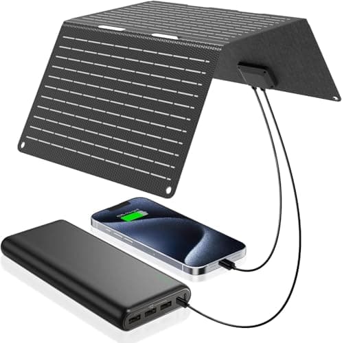 Ecosonique 30W Faltbar Solarpanel,IP67 Wasserdicht Solar Ladegerät USB-A USB-C für Handy Kamera Powerstation, für Camping Backpacking Kompatibel mit Handy, iPhone, Samsung Galaxy, Google Pixel, LG Öko