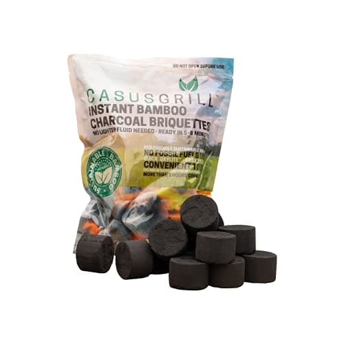 Grillkohle-Briketts aus Bambus, nachhaltige Briketts, dank Quick Oxylite nutzbar ohne Anzünder/Anzündgel, nach nur 5–8 Minuten grillbereit, hohe Wärmeleistung durch rundes Design,ca. 3 Std. Brenndauer Öko