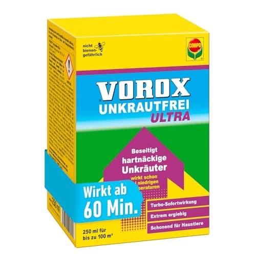 VOROX Unkrautfrei Ultra 250 ml - Hochwirksamer Unkrautvernichter mit Sofortwirkung, Sichtbarkeit ab 60 min - sicher für Umwelt und Haustiere Öko