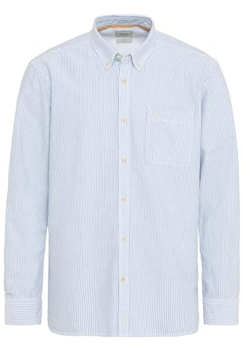 camel active Herren Oxford Streifenhemd aus nachhaltigem Organic Cotton Blau-Weiß, Menswear-XL Bio Öko
