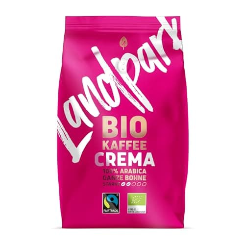 Landpark Bio Kaffee Crema 500g (1er Pack) - 100% Arabica Kaffeebohnen - Medium Roast - Säurearmer Bohnenkaffee - Fair Trade gehandelt Bio Öko