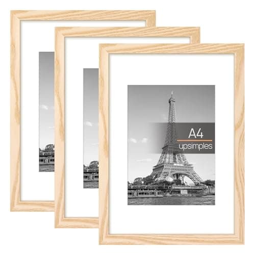 upsimples 3 Pack Bilderrahmen A4 Holz, Picture Frame Holz für Fotos, Bilder, Poster
