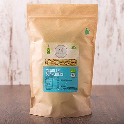süssundclever.de® | Bio Mandeln, blanchiert | 1,0 kg | aus Spanien | plastikfrei und ökologisch-nachhaltig verpackt | blanchierte Mandeln | Mandeln ohne Haut Bio Öko